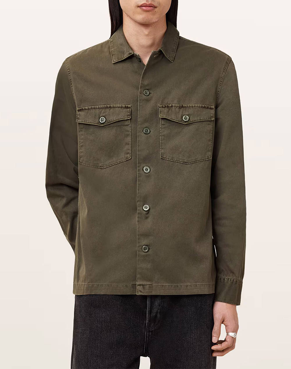 ALL SAINTS ALL SAINTS SPOTTER LS SHIRT M154SB-CARGO GREEN Green