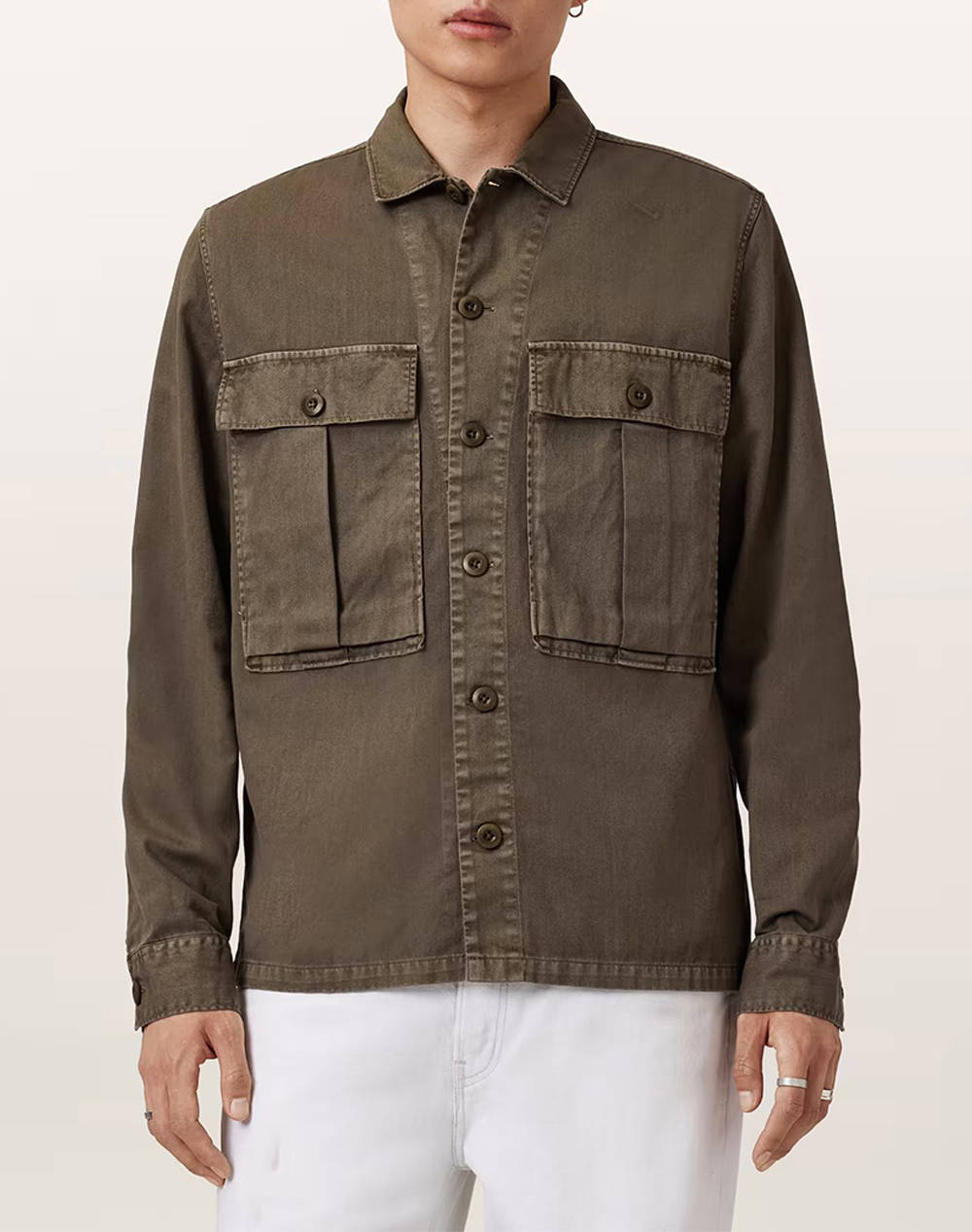 ALL SAINTS ALL SAINTS ALBYN LS SHIRT M018SD-PASTORAL GREEN DarkGreen