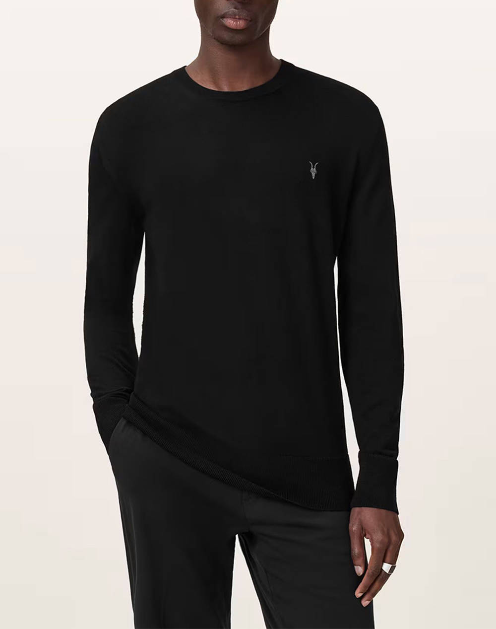 ALL SAINTS MODE MERINO CREW M002KZ-BLACK Black