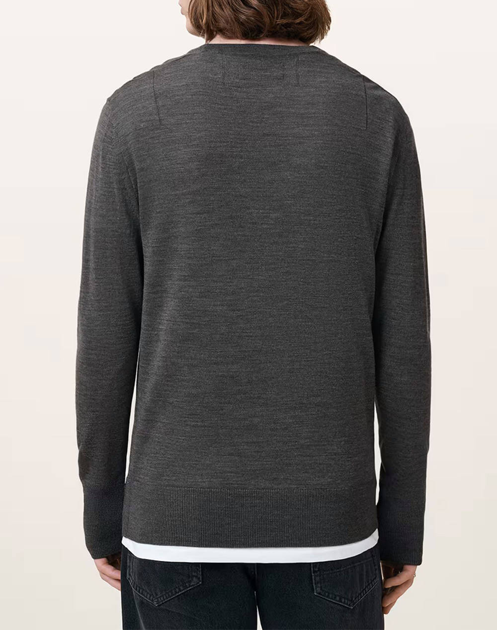 ALL SAINTS MODE MERINO CREW M002KZ-MONUMENT GREY Gray φωτογραφία