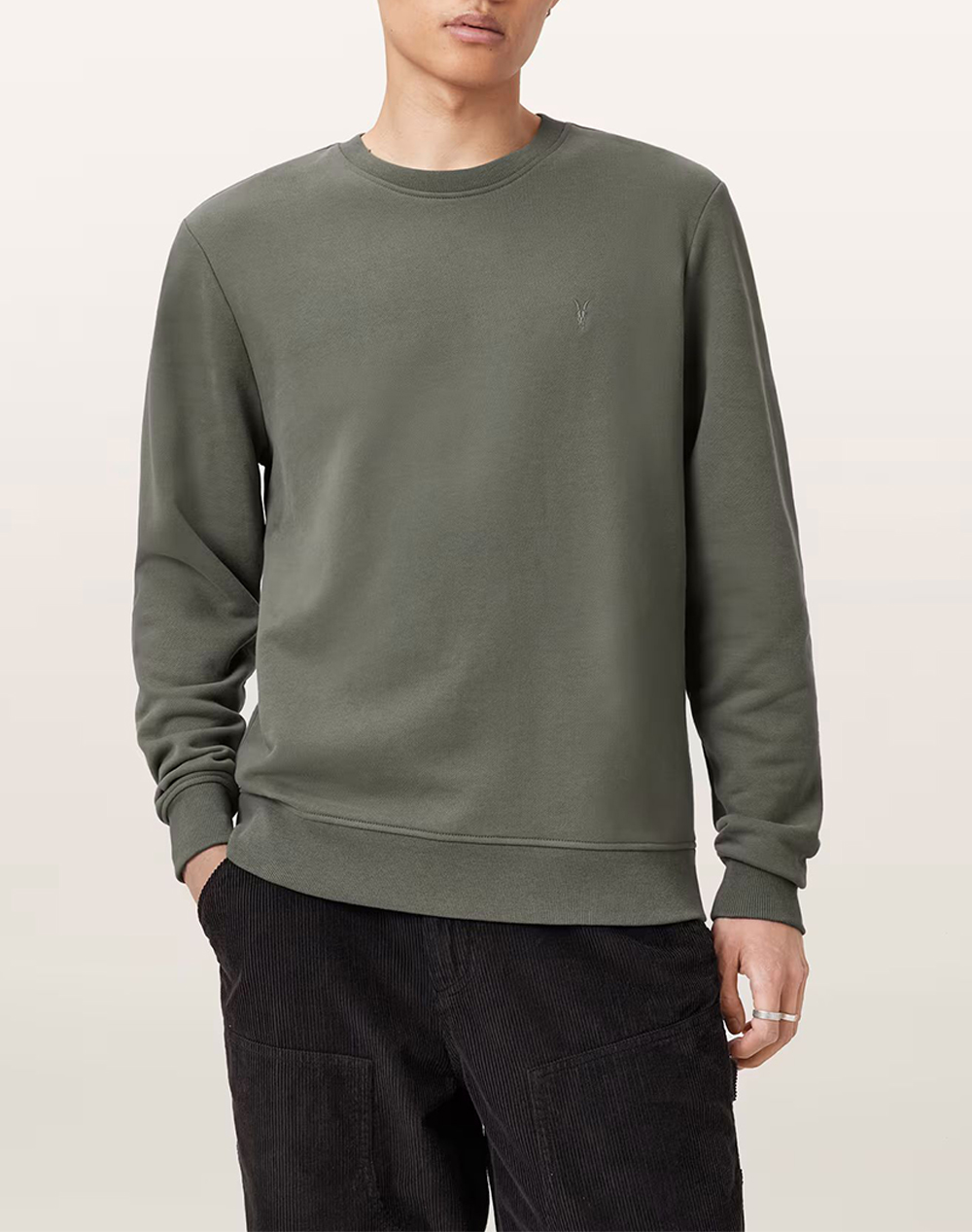 ALL SAINTS ALL SAINTS RAVEN CREW M037NB-GASTOR GREEN Khaki