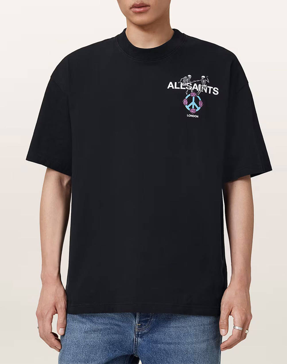 ALL SAINTS ALL SAINTS REINCARNATE SS CREW M020PD-WASHED BLACK Black