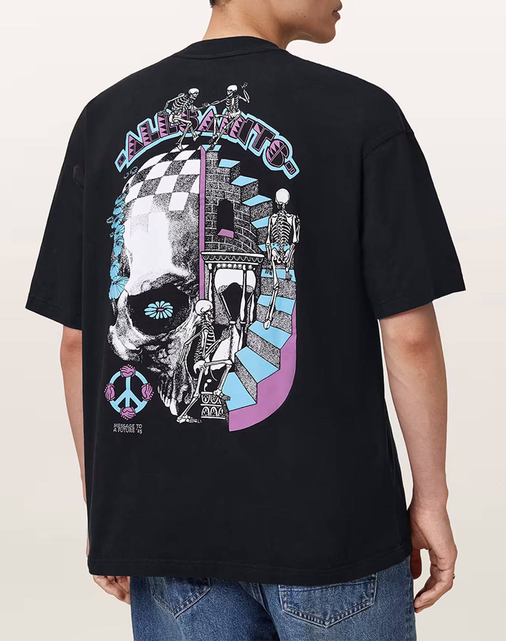 ALL SAINTS REINCARNATE SS CREW M020PD-WASHED BLACK Black φωτογραφία