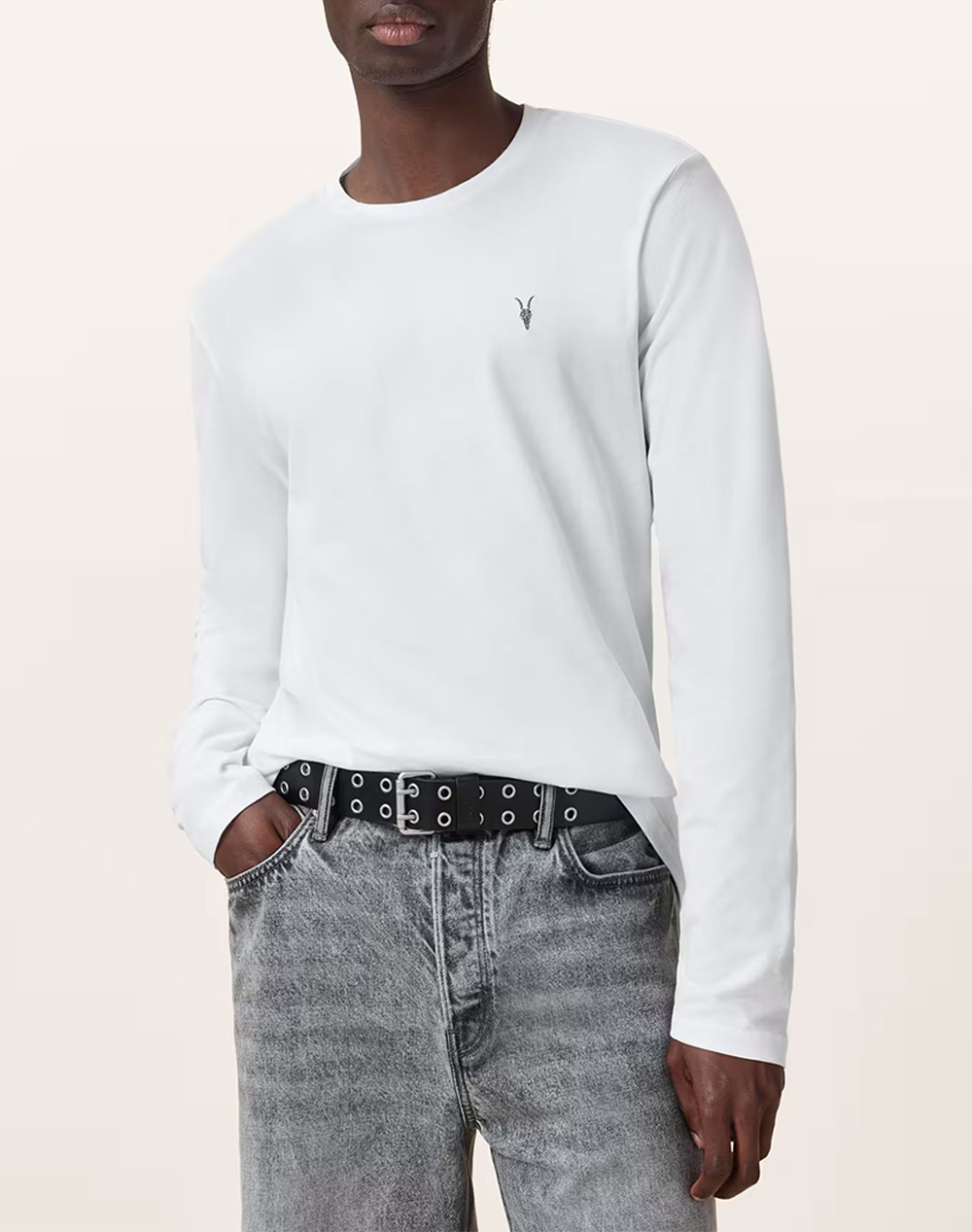 ALL SAINTS BRACE LS CREW M033JB-OPTIC WHITE White