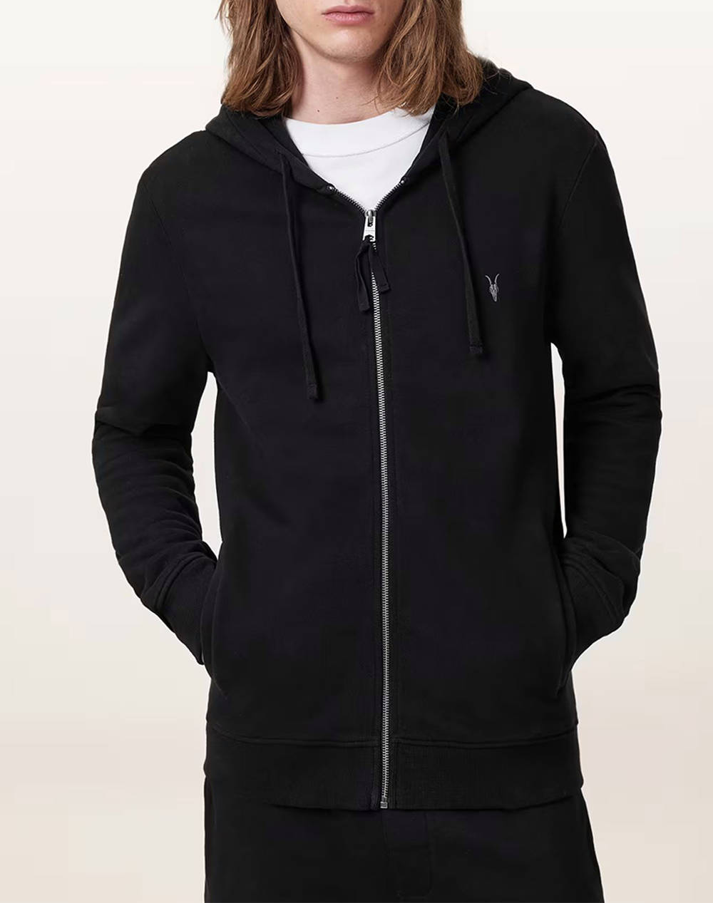 ALL SAINTS ALL SAINTS RAVEN ZIP HOODY M028NA-BLACK Black