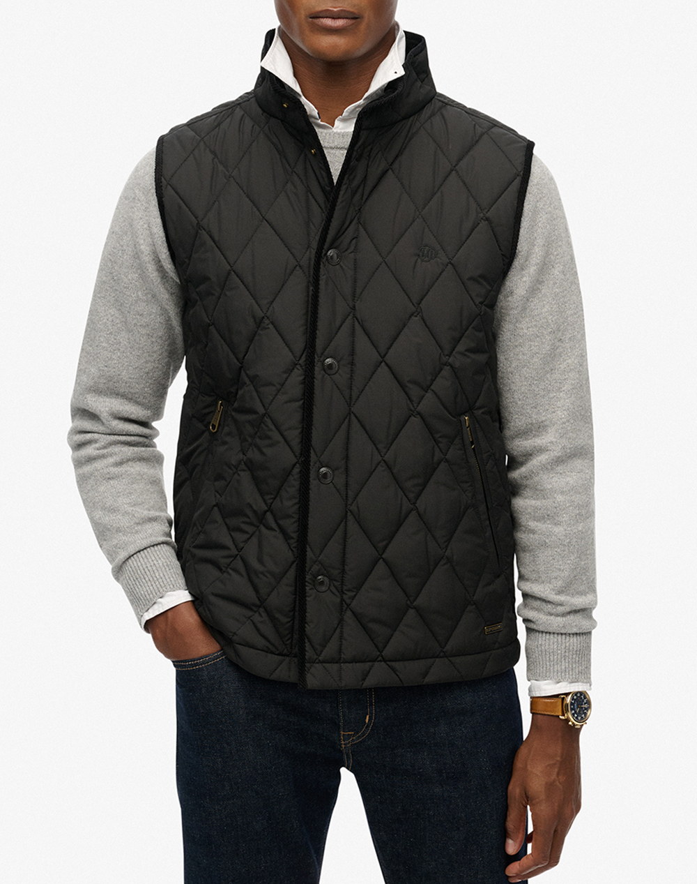 SUPERDRY D3 STUD QUILTED ESTATE GILET ΜΠΟΥΦΑΝ ΑΝΔΡΙΚΟ M5012273A-9KK Black