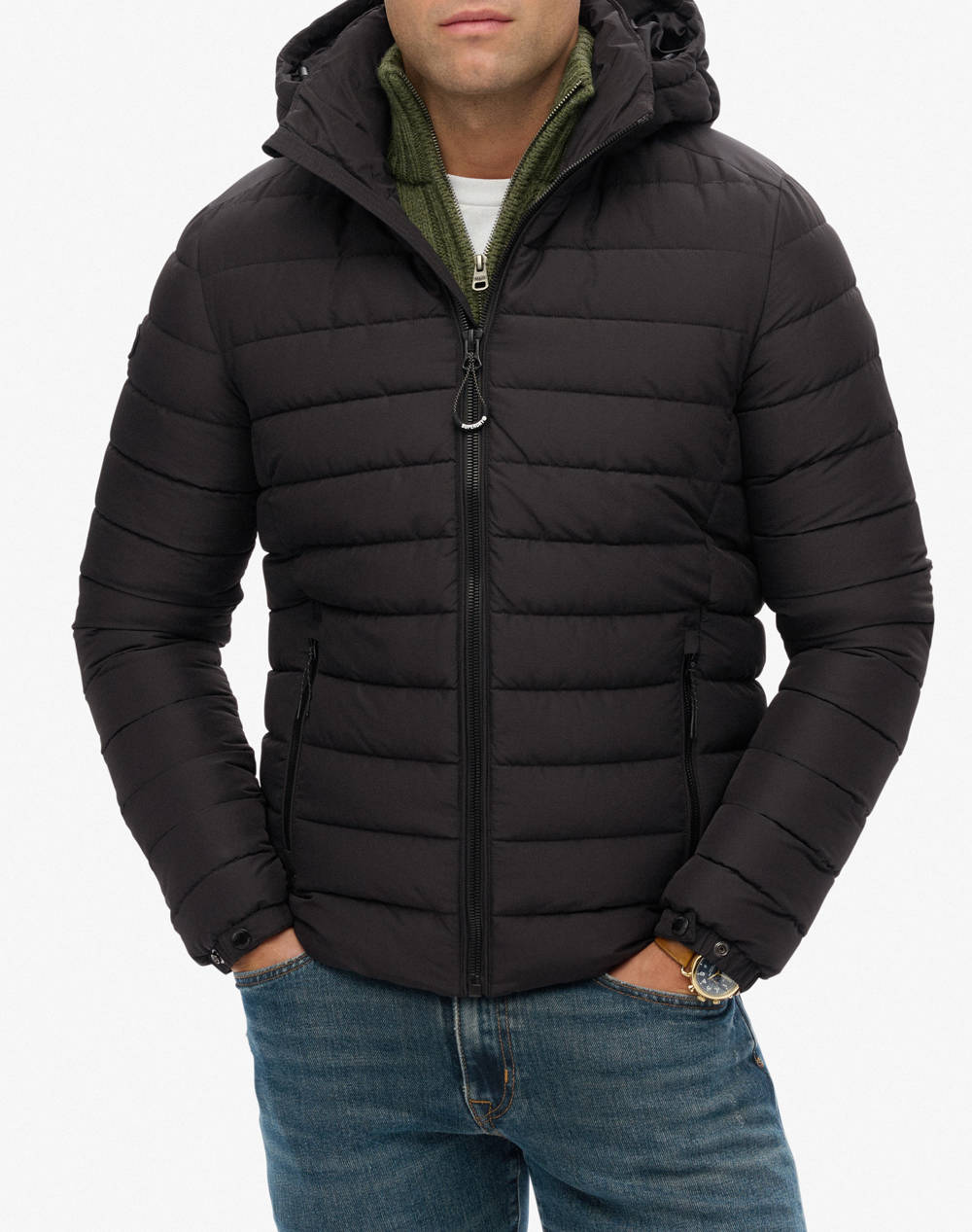 SUPERDRY D1 SDSW HOODED FUJI PADDED JACKET ΜΠΟΥΦΑΝ ΑΝΔΡΙΚΟ M5012290A-02A Black