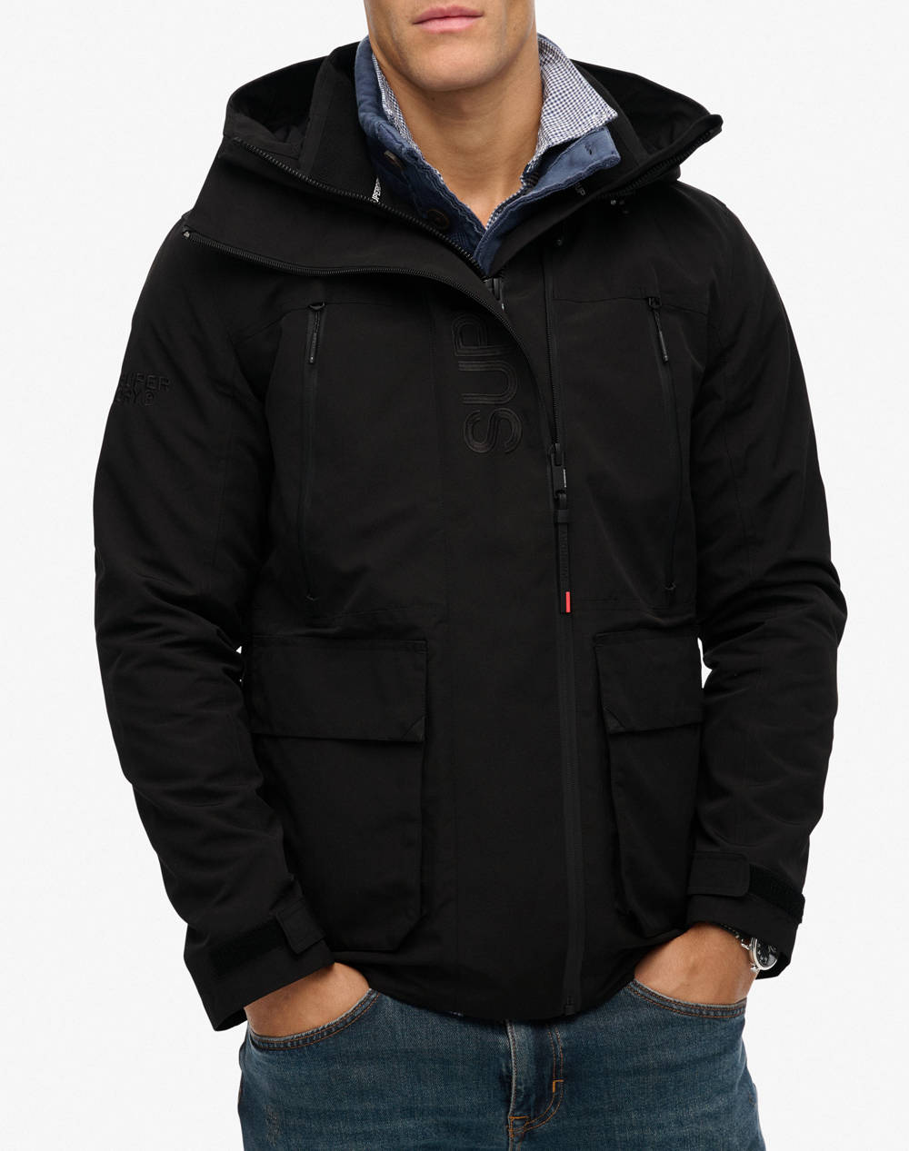 SUPERDRY D1 SDSW HOOD ULTIMATE EMB WINDBREAKER ΜΠΟΥΦΑΝ ΑΝΔΡΙΚΟ M5012104A-40A TotalBlack