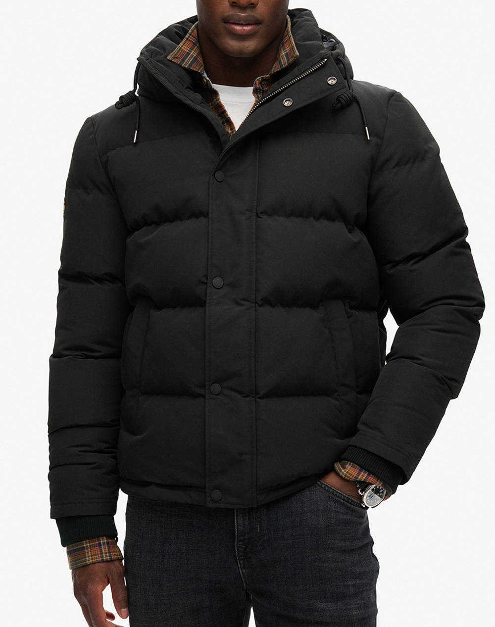 SUPERDRY D2 OVIN EVEREST SHORT HOODED PUFFER ΜΠΟΥΦΑΝ ΑΝΔΡΙΚΟ M5011743A-12A JetBlack