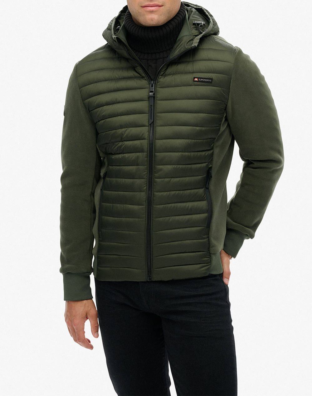SUPERDRY D1 SDSW HOOD STORM FLEECE HYBRID JKT ΜΠΟΥΦΑΝ ΑΝΔΡΙΚΟ M5012294A-FPX Khaki