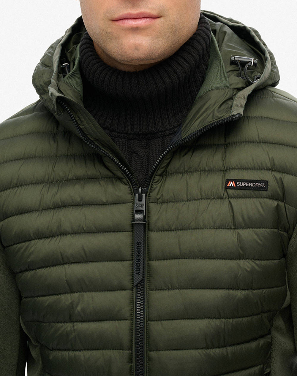 SUPERDRY D1 SDSW HOOD STORM FLEECE HYBRID JKT ΜΠΟΥΦΑΝ ΑΝΔΡΙΚΟ M5012294A-FPX Khaki φωτογραφία