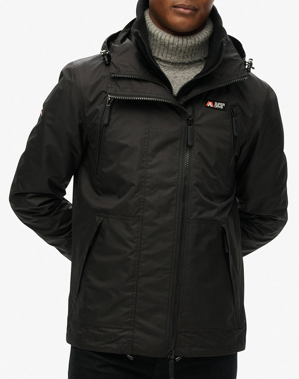 SUPERDRY D1 SDSW HOODED MTN WINDBREAKER JACKET ΜΠΟΥΦΑΝ ΑΝΔΡΙΚΟ M5012100A-02A Black