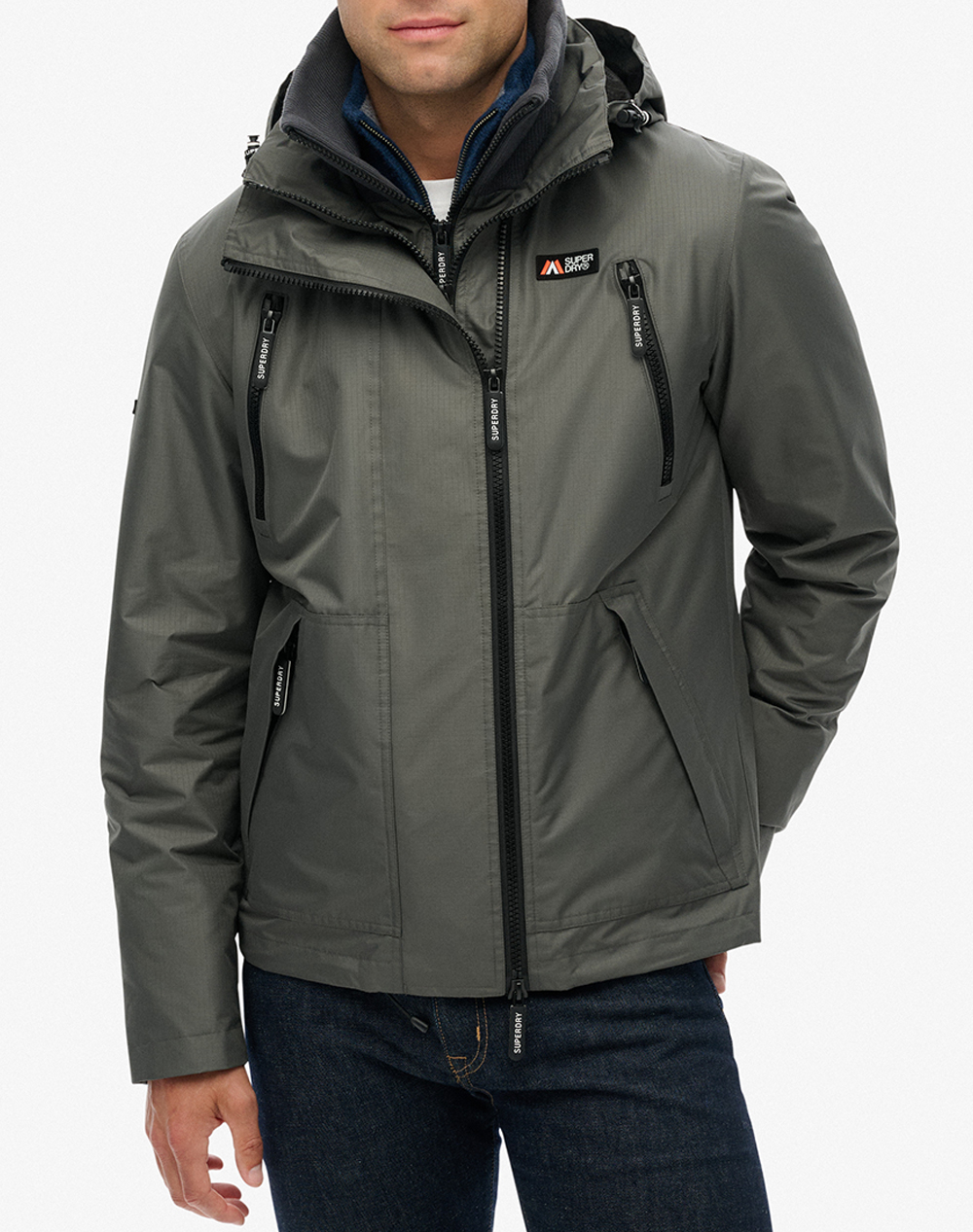 SUPERDRY D1 SDSW HOODED MTN WINDBREAKER JACKET ΜΠΟΥΦΑΝ ΑΝΔΡΙΚΟ M5012100A-Q69 DarkSlateGrey