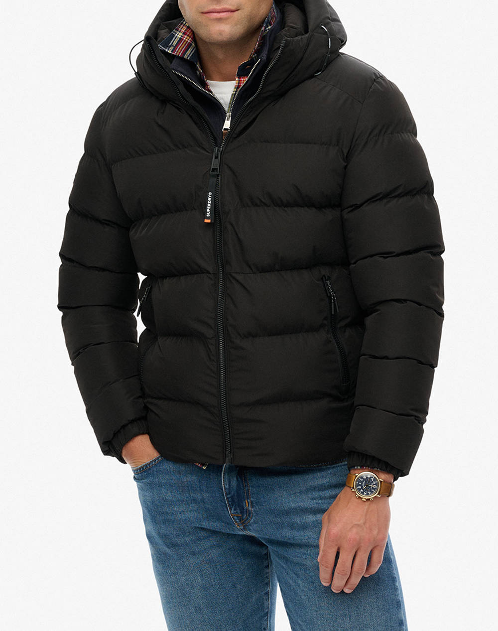 SUPERDRY SUPERDRY D1 SDSW HOODED SPORTS PUFFER JACKET ΜΠΟΥΦΑΝ ΑΝΔΡΙΚΟ M5011905A-16A Black