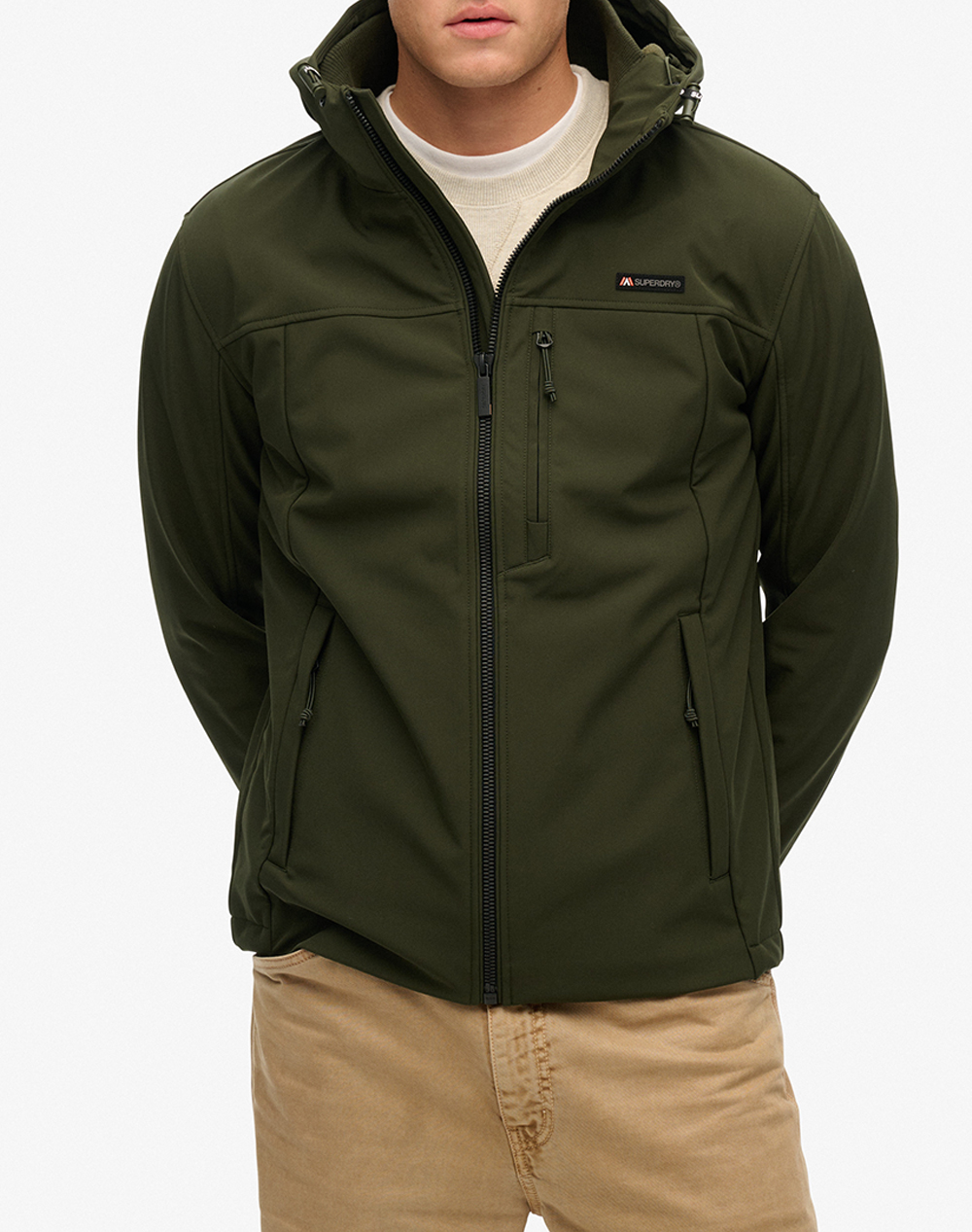 SUPERDRY D1 SDSW HOODED SOFT SHELL TREKKER JKT ΜΠΟΥΦΑΝ ΑΝΔΡΙΚΟ M5012103A-1KM Olive