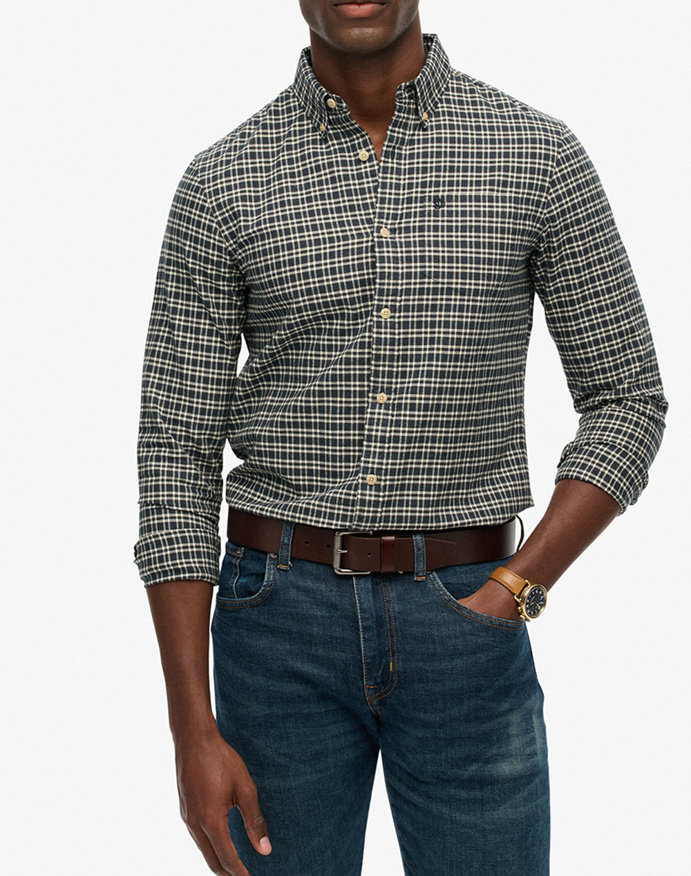 SUPERDRY D2 STUD PREMIUM CHECK OXFORD SHIRT ΠΟΥΚΑΜΙΣΟ ΑΝΔΡΙΚΟ M4011042A-H9B Mixed