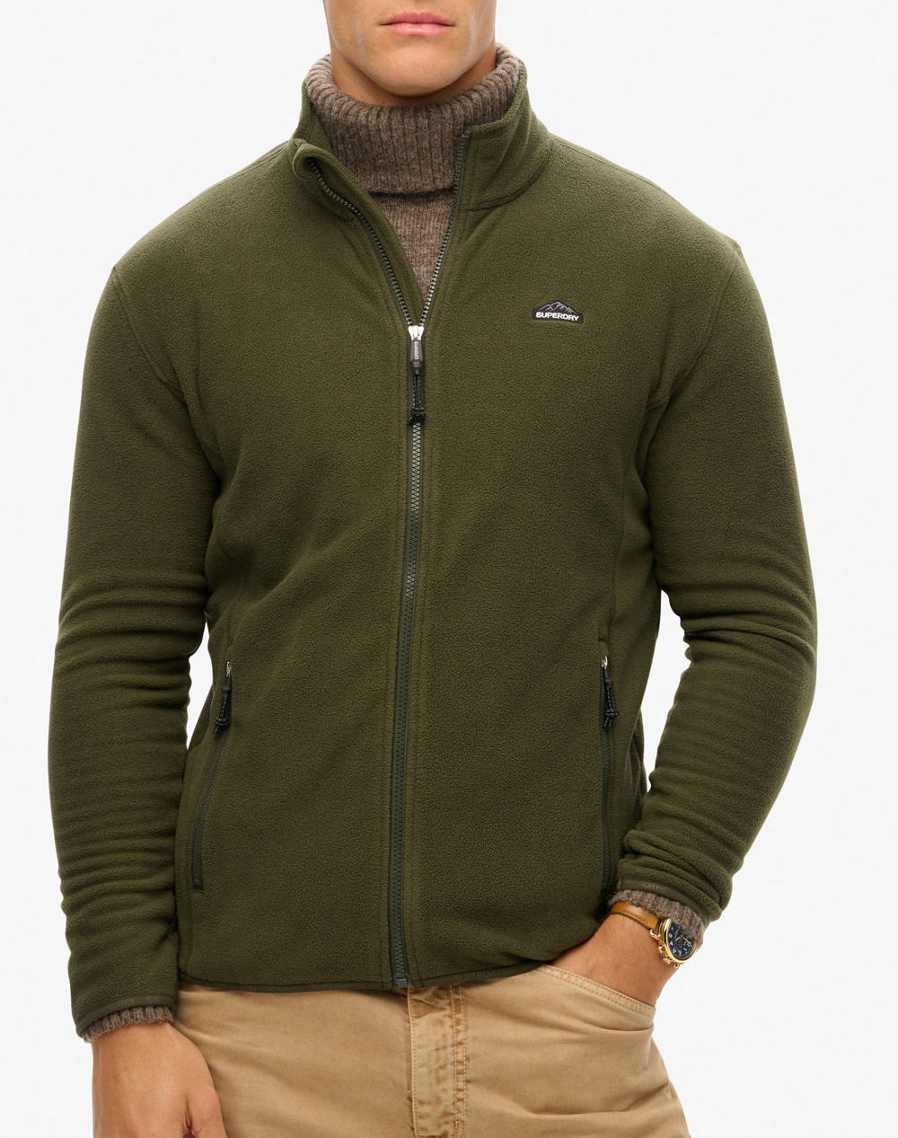 SUPERDRY D1 OVIN POLAR FLEECE FULL ZIP ΦΟΥΤΕΡ ΑΝΔΡΙΚΟ M2014195A-1KM DarkOliveGreen