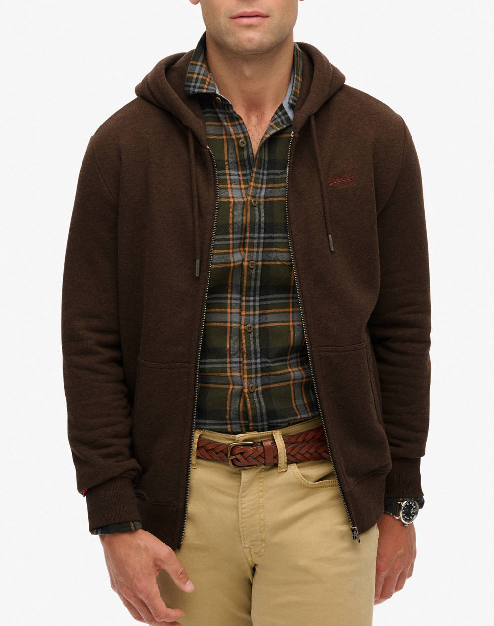 SUPERDRY D1 OVIN ESSENTIAL LOGO ZIP HOODIE HB ΦΟΥΤΕΡ ΑΝΔΡΙΚΟ M2014128A-H9E DarkBrown