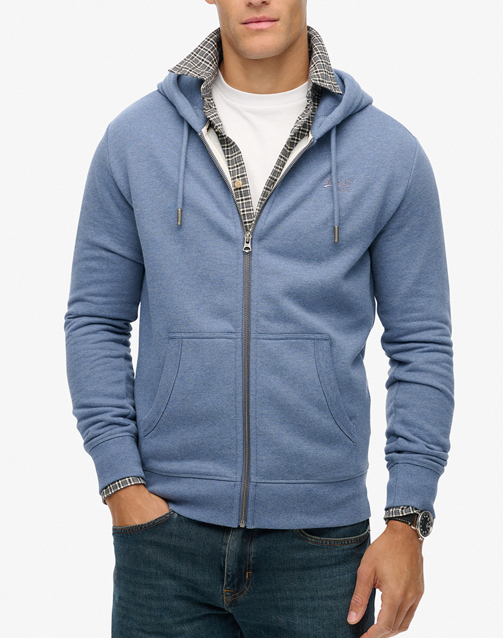SUPERDRY D1 OVIN ESSENTIAL LOGO ZIP HOODIE HB ΦΟΥΤΕΡ ΑΝΔΡΙΚΟ M2014128A-2AY LightBlue