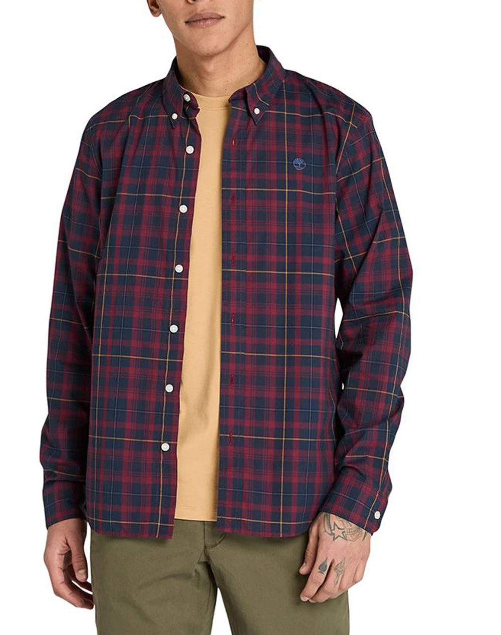 TIMBERLAND Stretch Poplin Check Shirt TB0A5M16-EYS Bordeux
