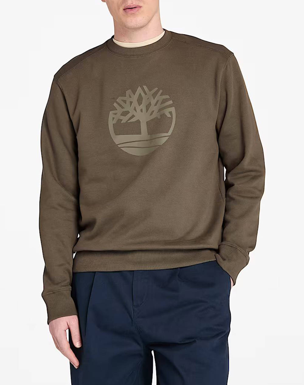 TIMBERLAND KENNEBEC RIVER Tree Logo Crew Neck Sweatshirt TB0A2BJ8-A58 Khaki