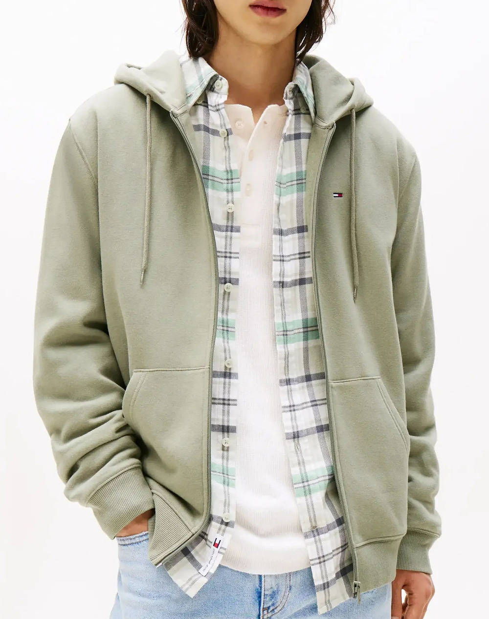 TOMMY JEANS TJM REG S FLAG ZIP THRU DM0DM20743-M1L Green