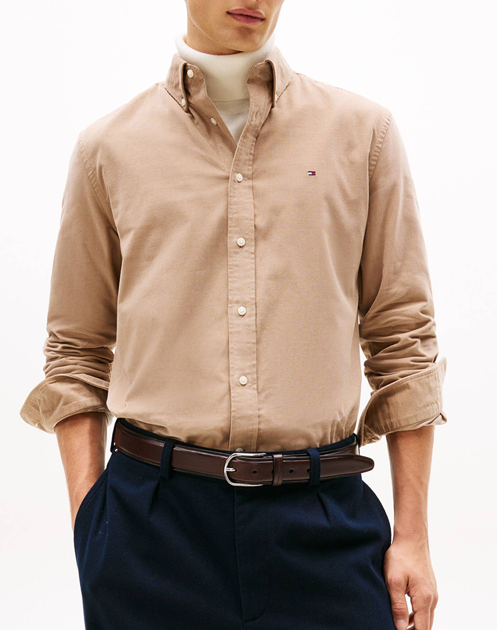 TOMMY HILFIGER SOLID CORDUROY RF SHIRT MW0MW40486-AFE Biege