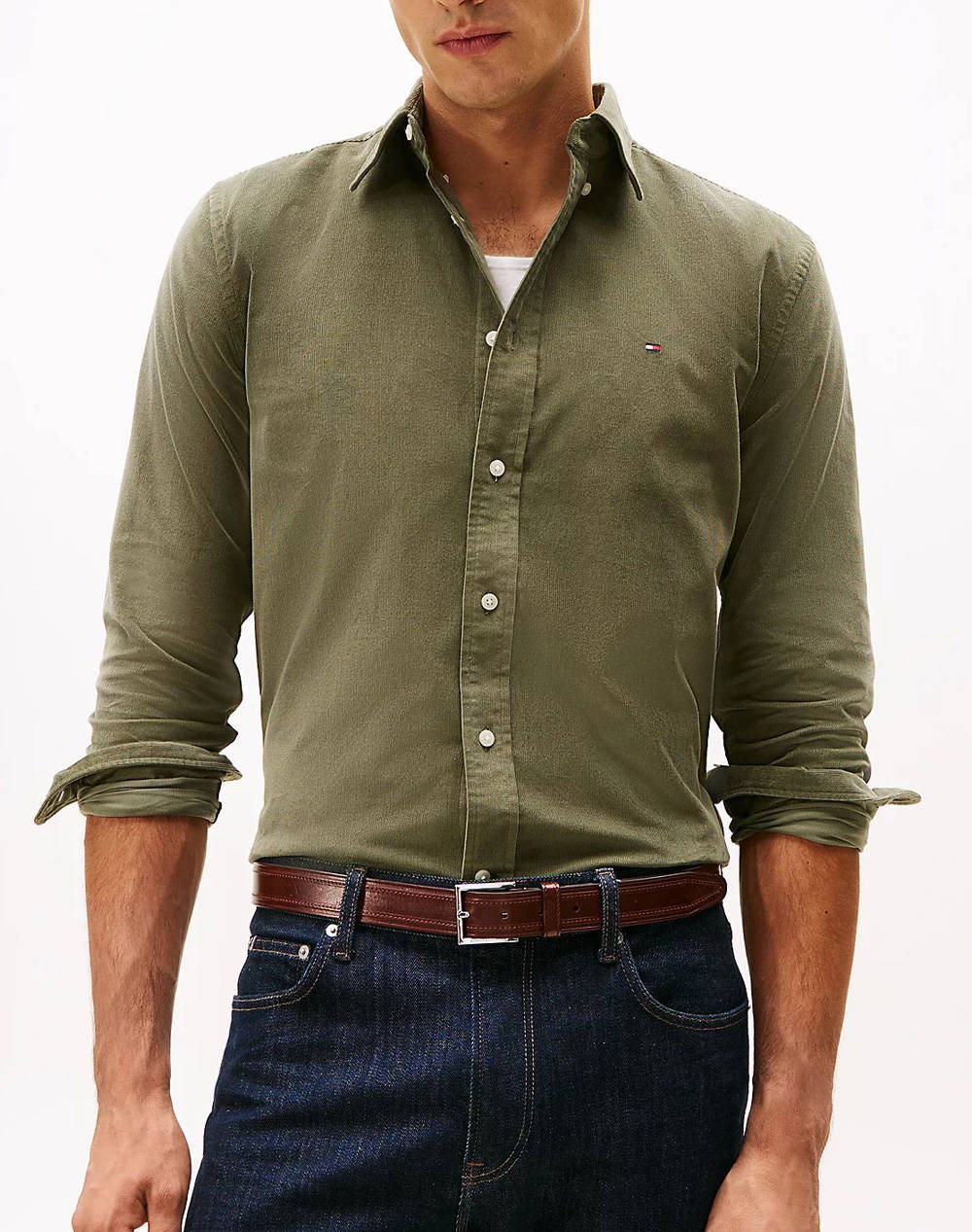 TOMMY HILFIGER SOLID CORDUROY RF SHIRT MW0MW40486-PLI Green