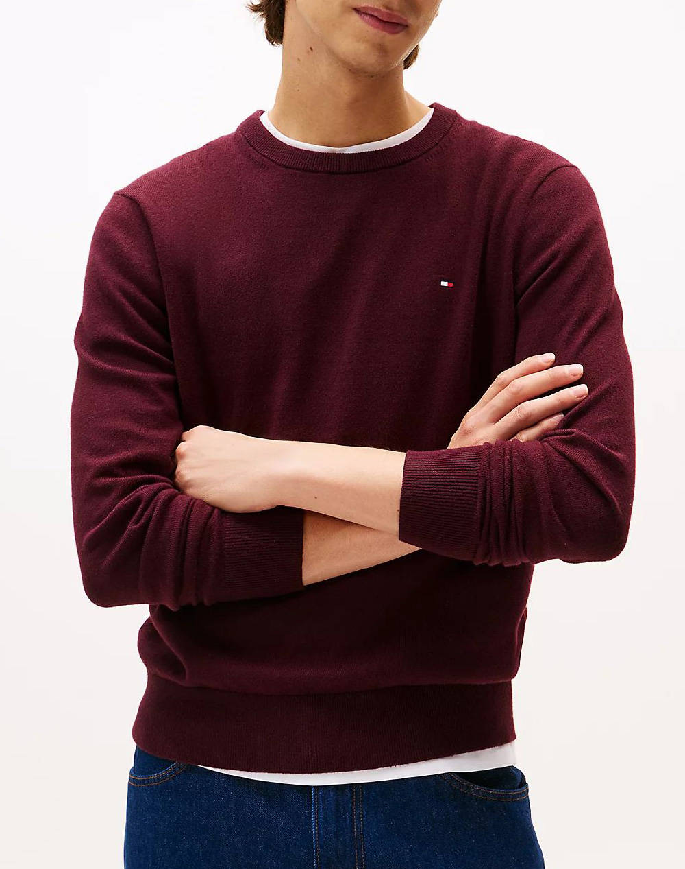TOMMY HILFIGER PIMA ORG CTN CASHMERE CREW NECK MW0MW28046-XIH Bordeux