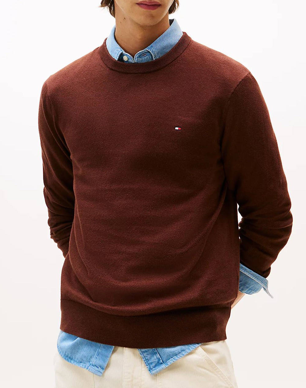 TOMMY HILFIGER PIMA ORG CTN CASHMERE CREW NECK MW0MW28046-GS0 Brown
