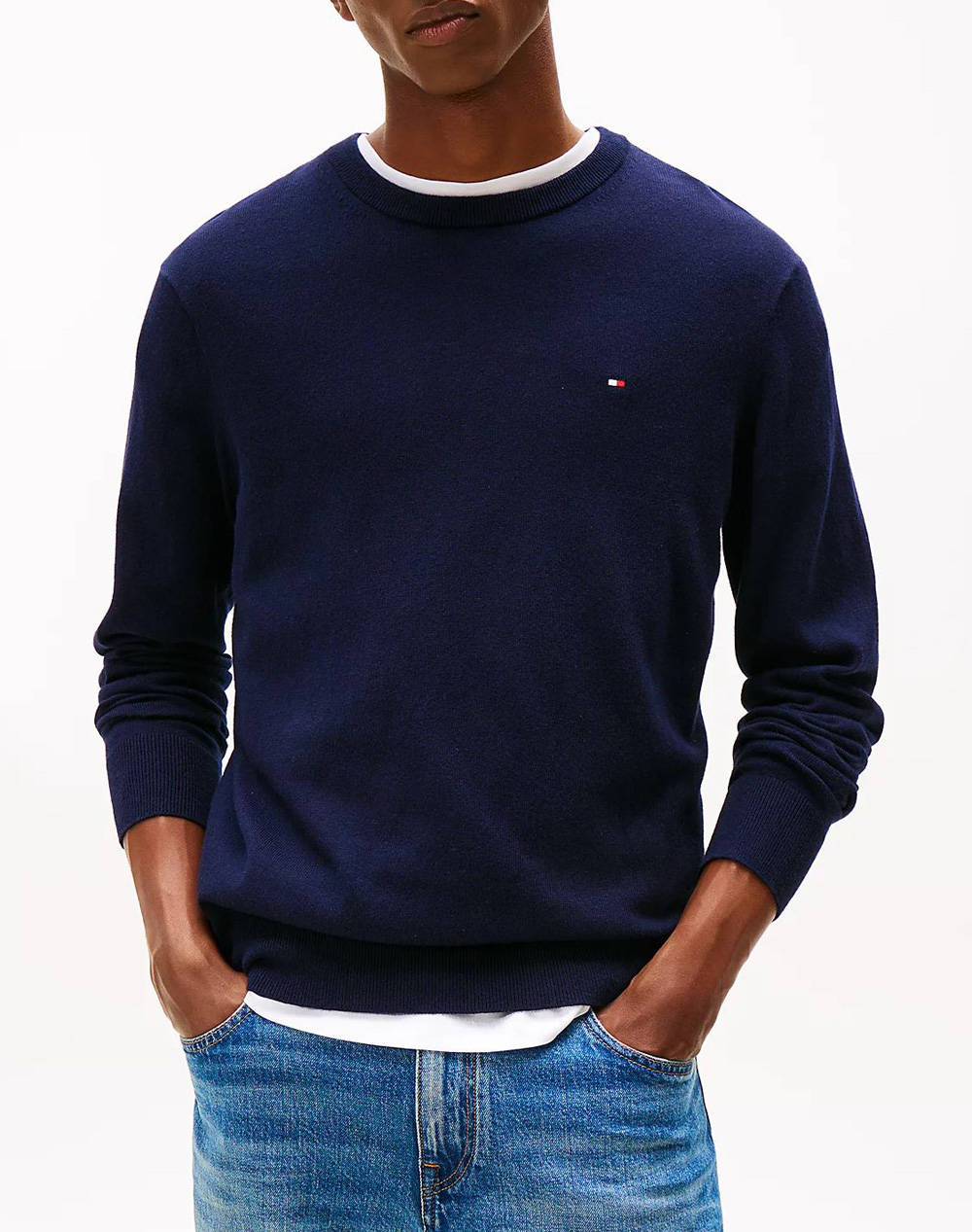 TOMMY HILFIGER PIMA ORG CTN CASHMERE CREW NECK MW0MW28046-DW5 DarkBlue