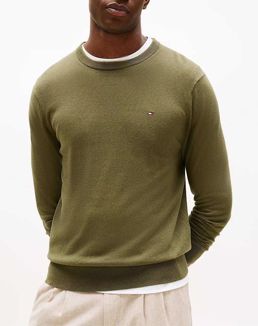TOMMY HILFIGER PIMA ORG CTN CASHMERE CREW NECK MW0MW28046-MT1 Green