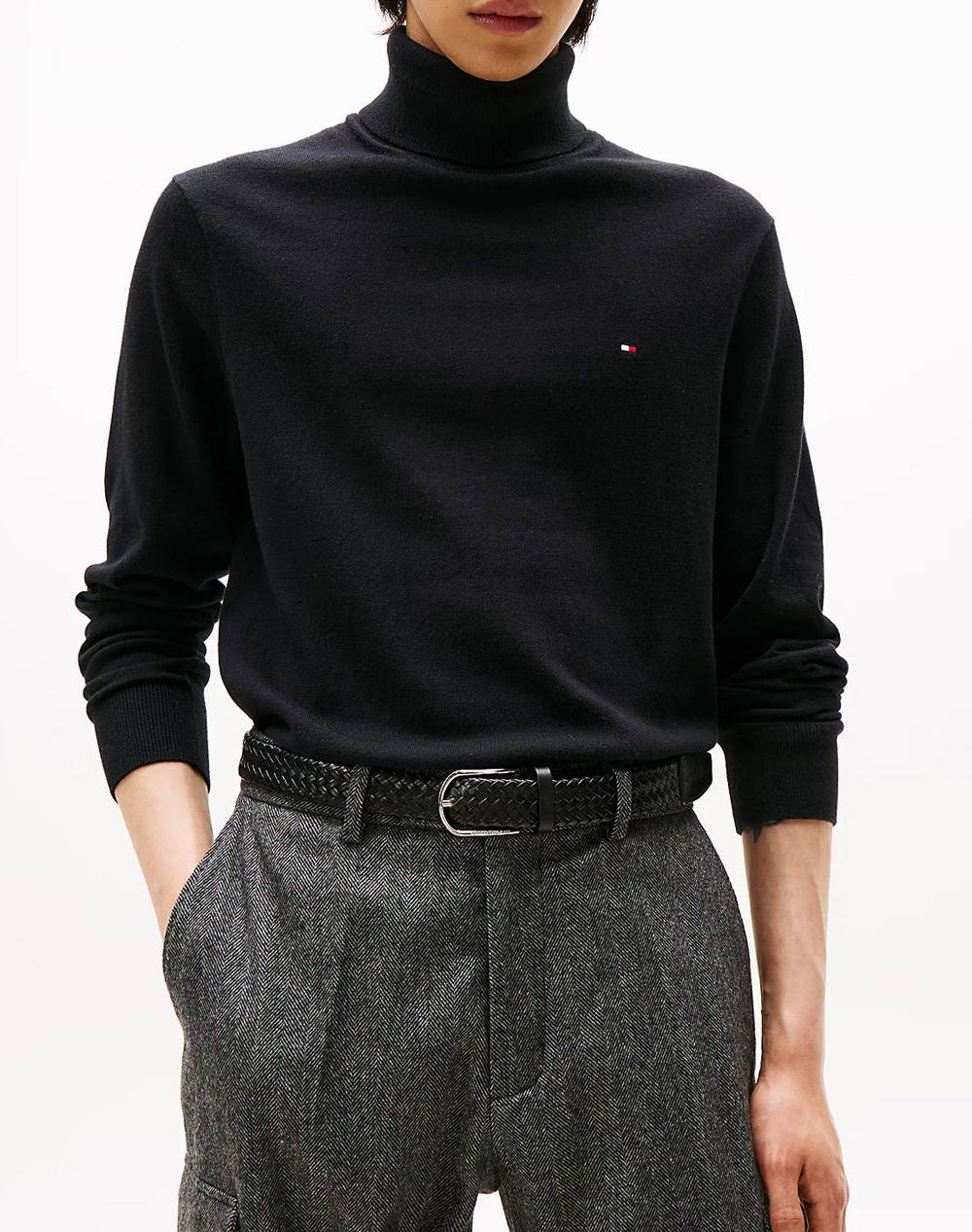 TOMMY HILFIGER PIMA ORG CTN CASHMERE ROLL NECK MW0MW28048-BDS Black