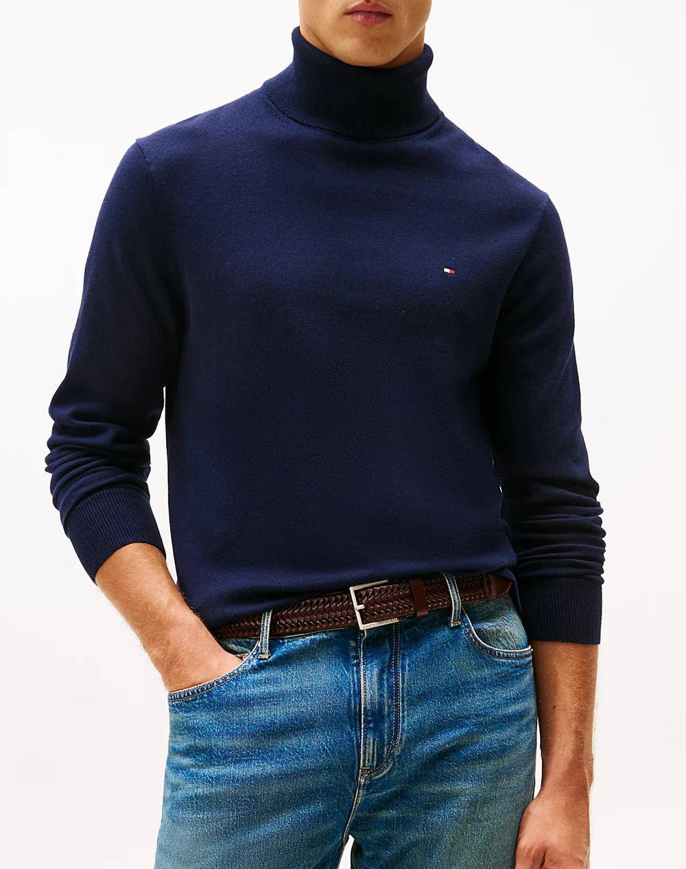 TOMMY HILFIGER PIMA ORG CTN CASHMERE ROLL NECK MW0MW28048-DW5 DarkBlue