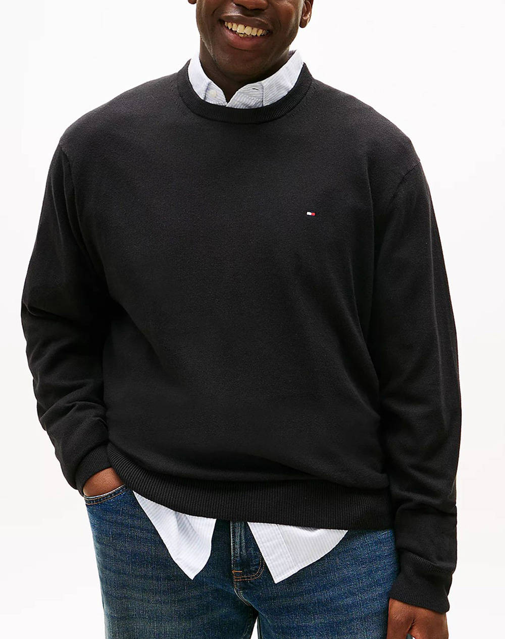 TOMMY HILFIGER BT-PIMA ORG CTN CASHMERE CN-B MW0MW34104-BDS Black