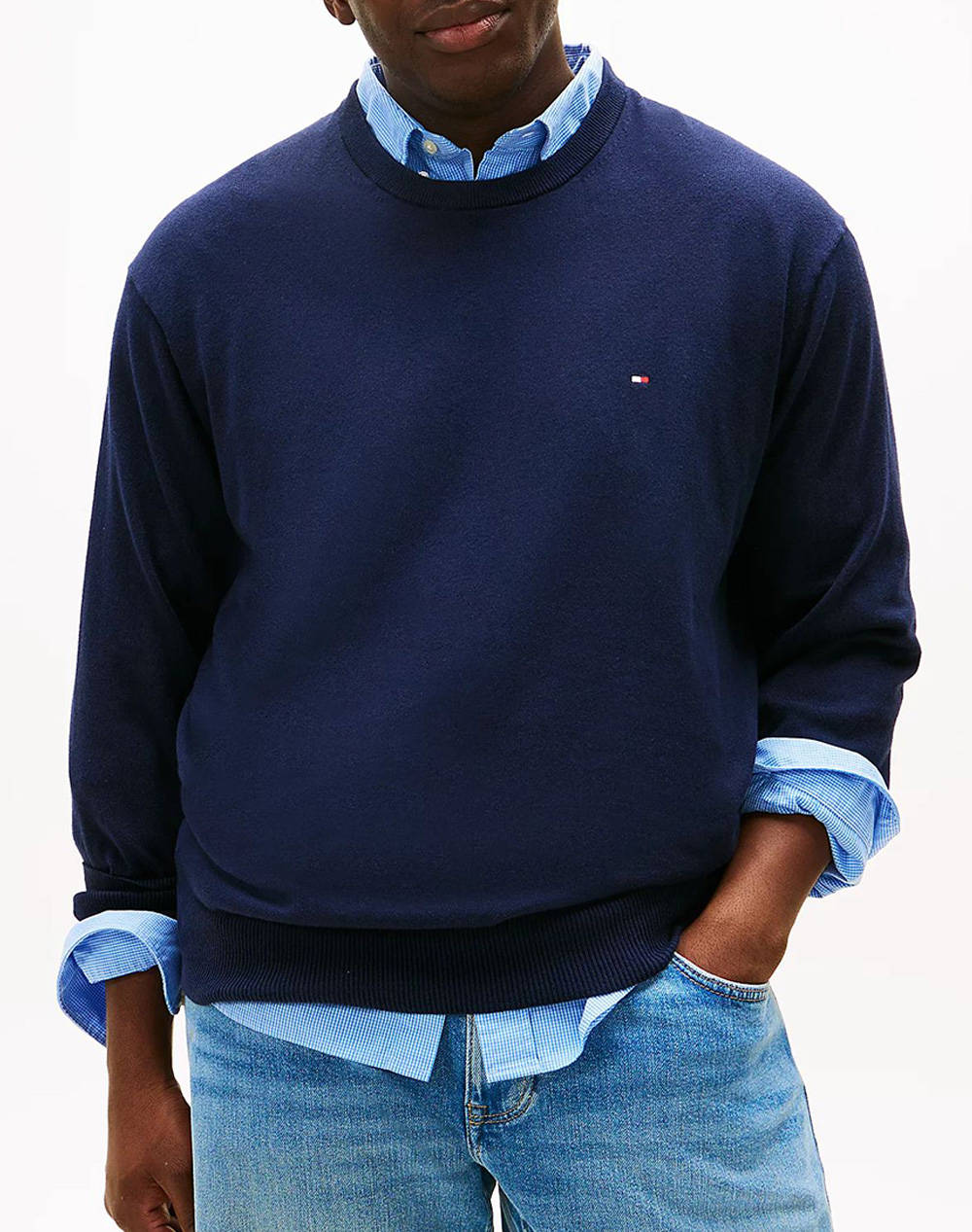 TOMMY HILFIGER BT-PIMA ORG CTN CASHMERE CN-B MW0MW34104-DW5 DarkBlue