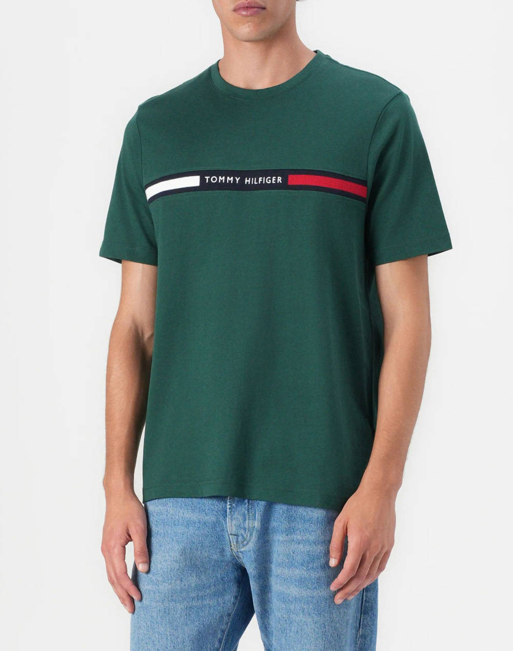 TOMMY HILFIGER HILFIGER CHEST INSERT TEE MW0MW36498-L6K DarkGreen