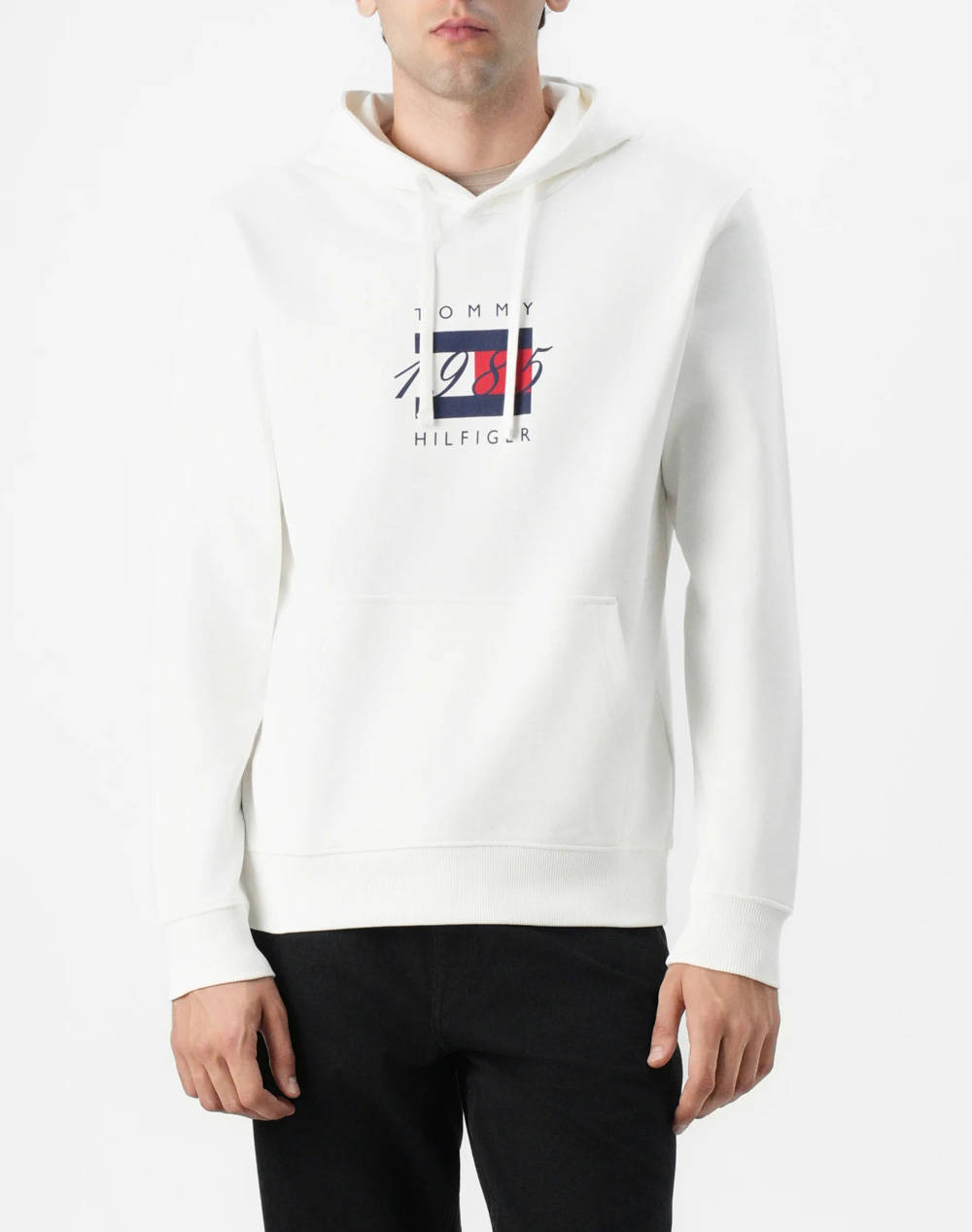 TOMMY HILFIGER LINEAR FLAG GRAPHIC HOODIE MW0MW41332-YBR White