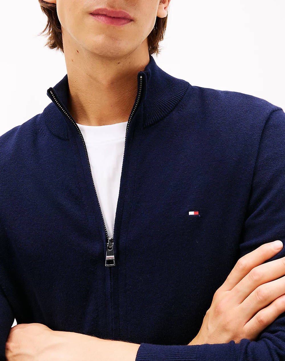 TOMMY HILFIGER PIMA ORG CTN CASHMERE ZIP THRU MW0MW28050-DW5 DarkBlue φωτογραφία