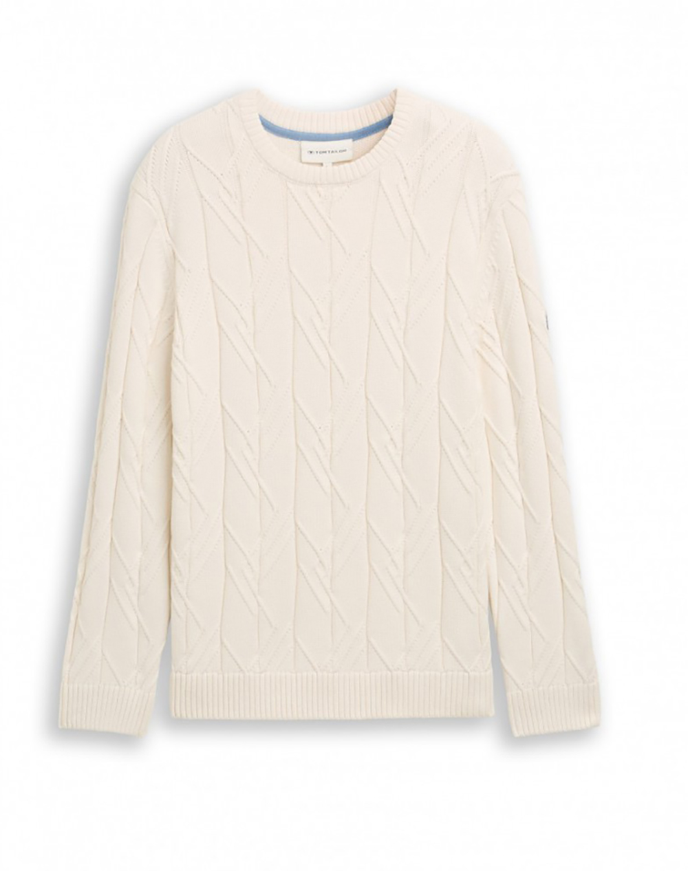 TOM TAILOR CABLE KNIT CREW NE ΠΛΕΚΤΟ ΑΝΔΡΙΚΟ 1048736-10348 OffWhite