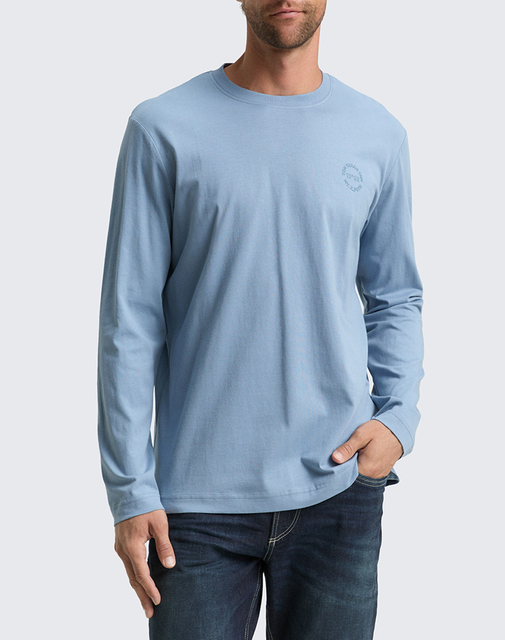TOM TAILOR PRINTED LONGSLEEVE ΜΠΛΟΥΖΑ ΑΝΔΡΙΚΟ 1048584-28800 LightBlue