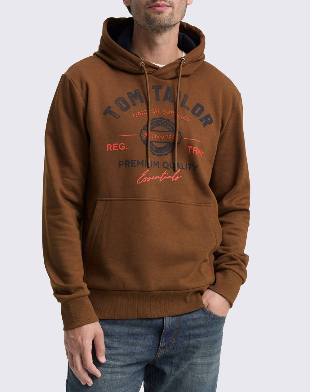 TOM TAILOR TOM TAILOR HOODIE WITH PRINT ΦΟΥΤΕΡ ΑΝΔΡΙΚΟ 1043292-23900 Brown