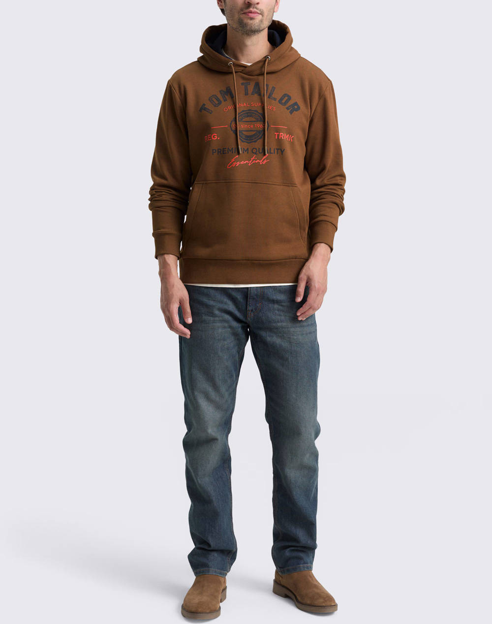 TOM TAILOR HOODIE WITH PRINT ΦΟΥΤΕΡ ΑΝΔΡΙΚΟ 1043292-23900 Brown φωτογραφία