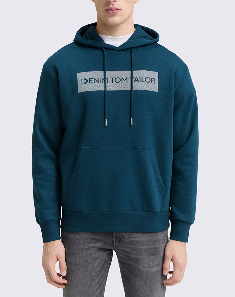 TOM TAILOR TOM TAILOR PRINTED SWEAT HOODIE ΦΟΥΤΕΡ ΑΝΔΡΙΚΟ 1047942-21179 Petrol