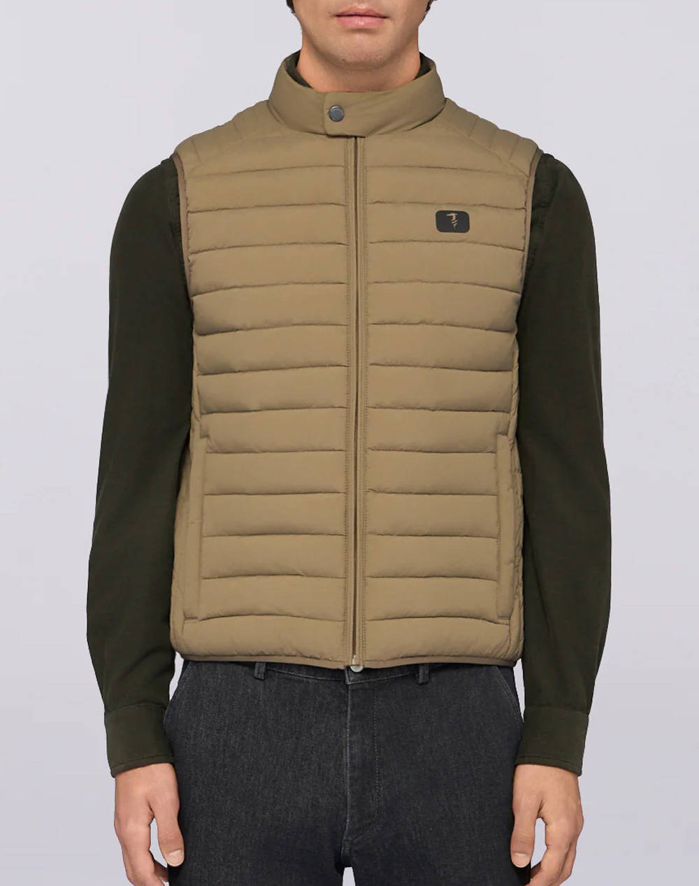TRUSSARDI LIGHT PADDED VEST - CRINKLE NYLON MO802N10-025 Khaki