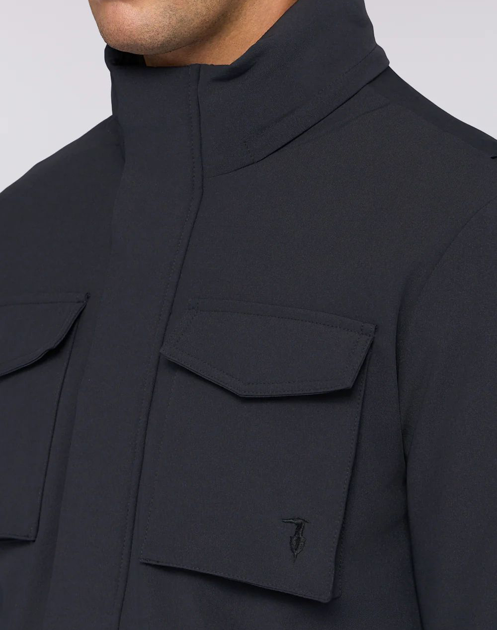 Trussardi Outerwear -Field Jacket In Tech Poly Mo703N14-034 Darkblue ανδρικά ρούχα Πανωφορια μπουφάν Politikos Shop Πολιτικός