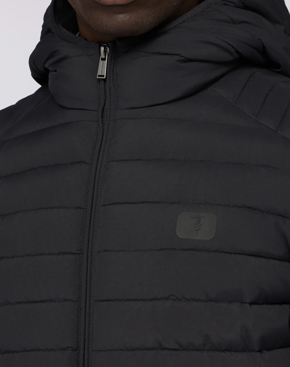 TRUSSARDI PADDED -GIACCA IMBOTTITA CON CAPPUCCIO IN NYLON CRINKLE MO801N10-033 Black φωτογραφία
