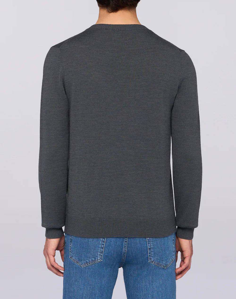 TRUSSARDI KNITWEAR-MAGLIONE GIROCOLLO IN MISTO LANA CON JACQUARD UROBORO MK610K03-023 DarkGray φωτογραφία