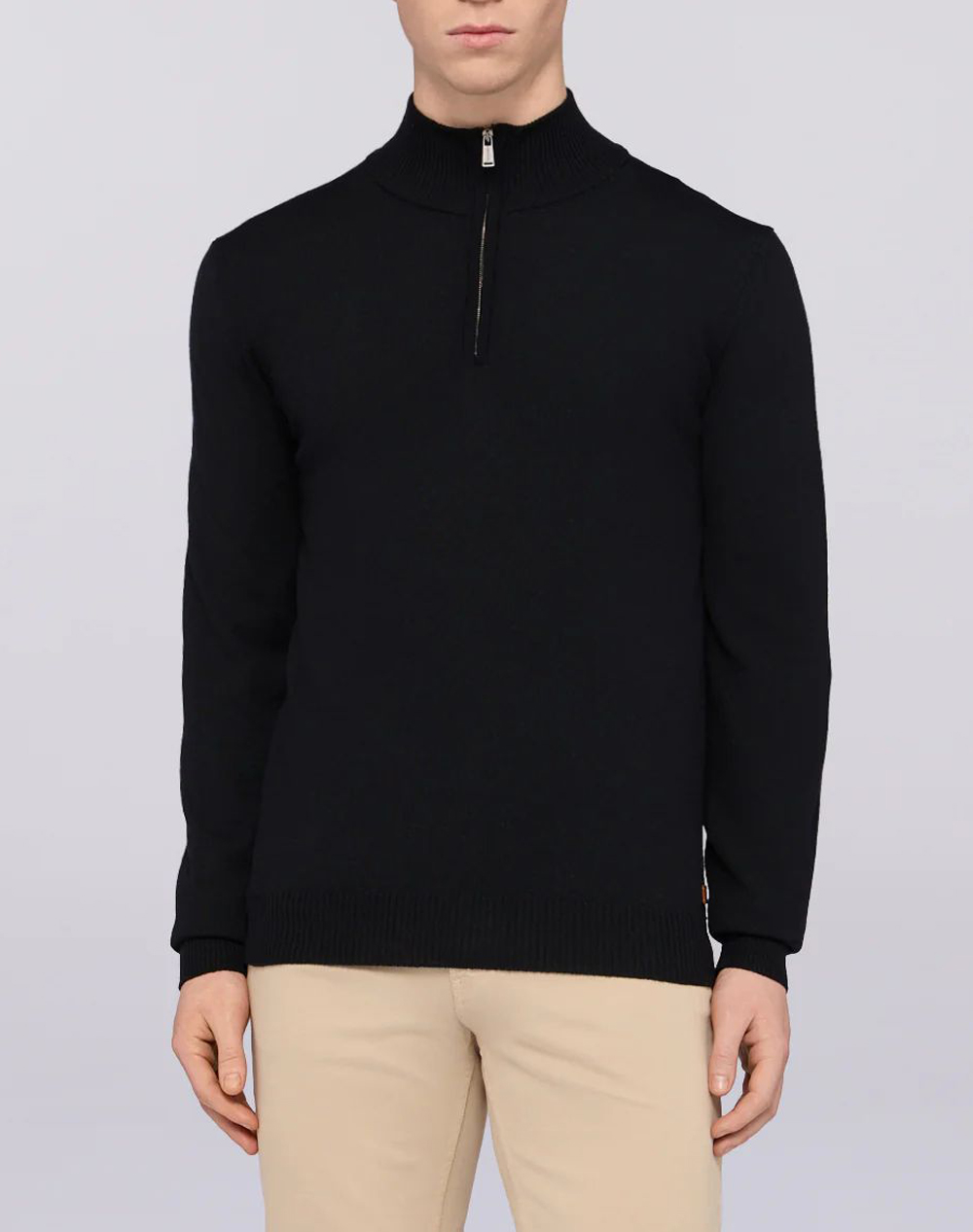 TRUSSARDI KNITWEAR -PULLOVER IN PURA LANA CON ZIP MK607K02-033 Black