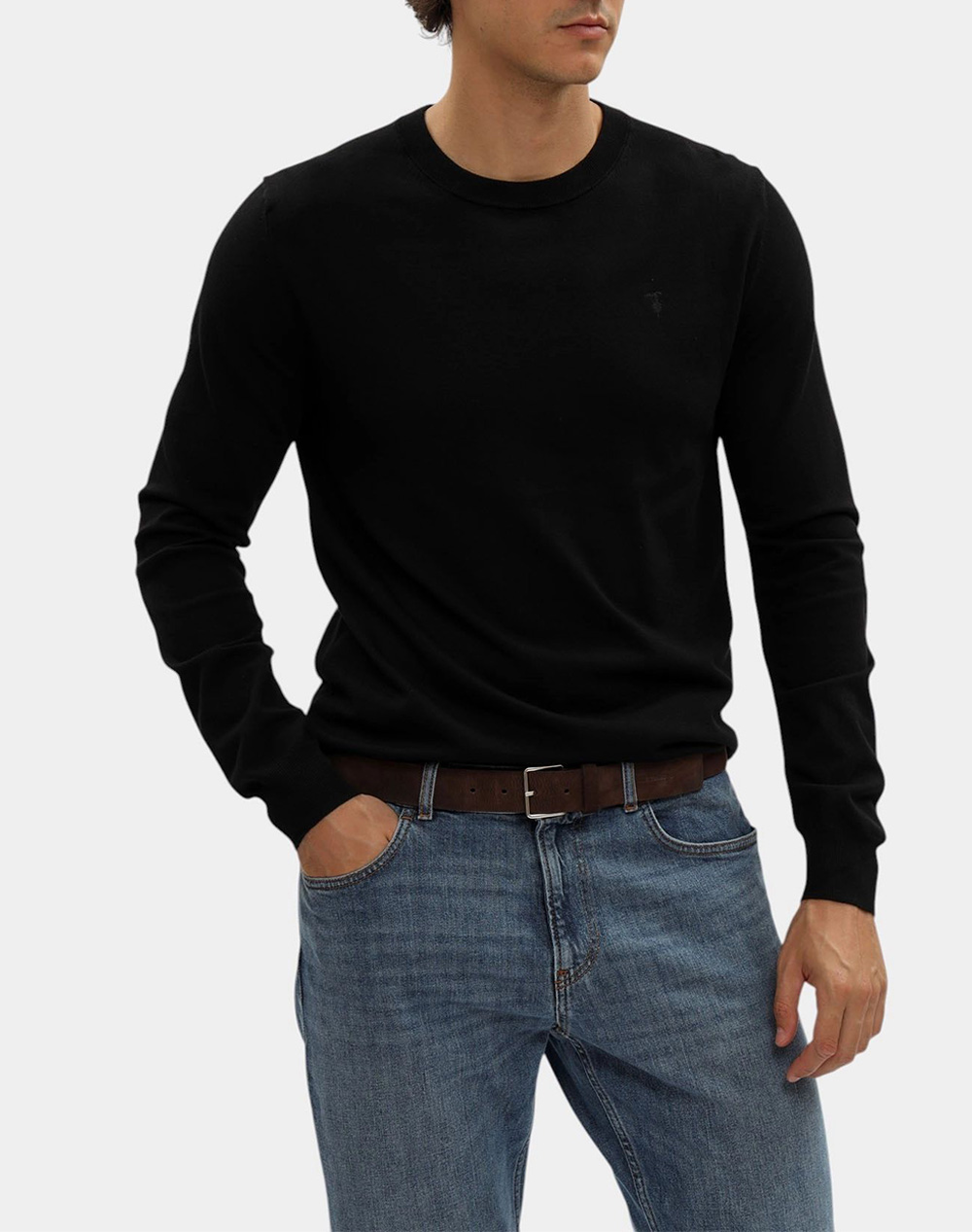TRUSSARDI TRUSSARDI CREWNECK SWEATER - VISCOSE BLEND MK601K01-033 Black